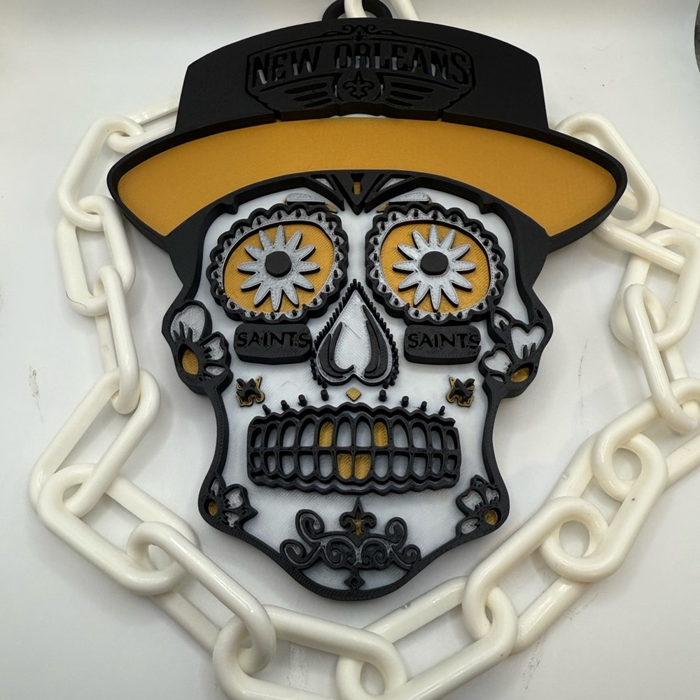 NFL New Orleans “ Sugar Skull” Saints Fan Chain Necklace